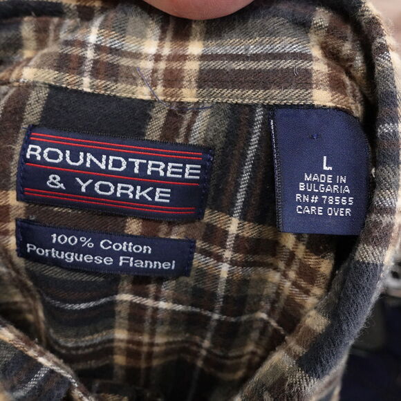 ROUNDTREE & YORKE PORTUGUESE FLANNEL BUTTON UP SHIRT MENS SZ L - Picture 6 of 6